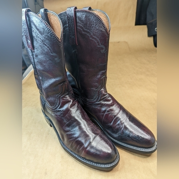 Lucchese Boots men's size 8.5D black cherry leather classic Western cowboy boots - Picture 3 of 13